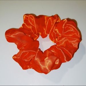 Bright Orange Satin Scrunchie